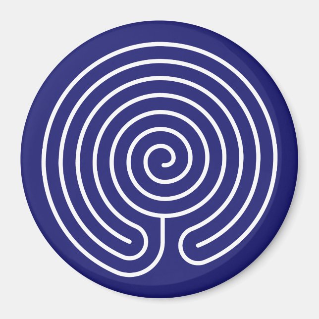 White Labyrinth on Midnight Blue Magnet (Front)