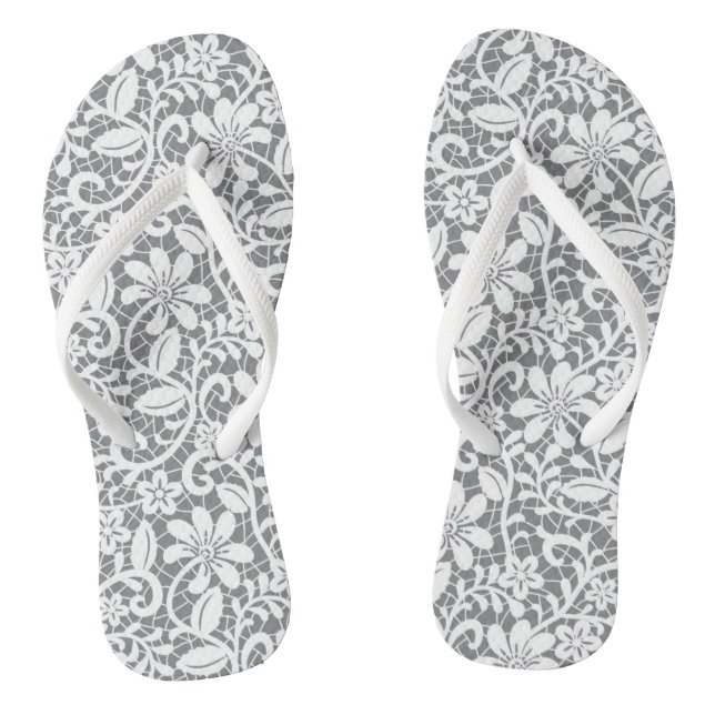 White Lace 1 Flip Flops (Footbed)