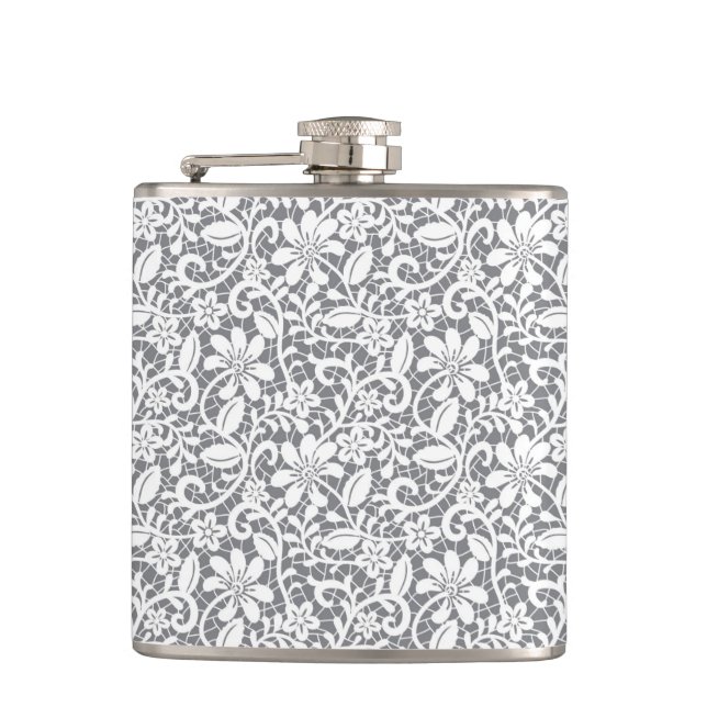 White Lace 1 Hip Flask (Front)