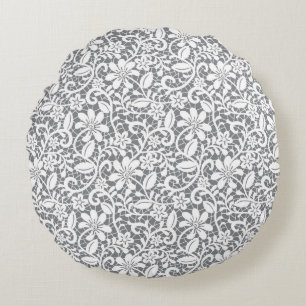 White Lace 1 Round Cushion