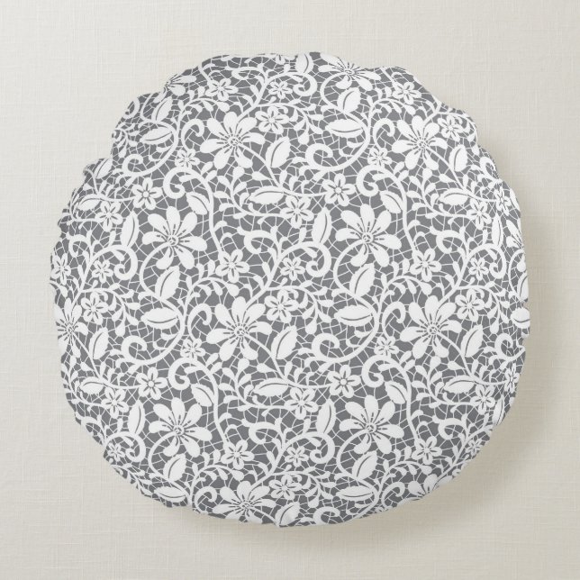 White Lace 1 Round Cushion (Front)