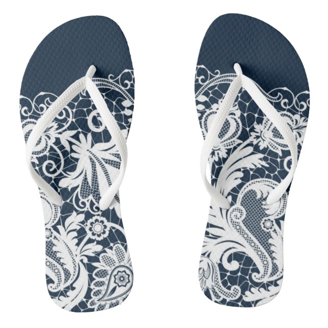 White lace 2 flip flops (Footbed)