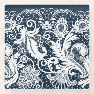 White lace 2 glass coaster