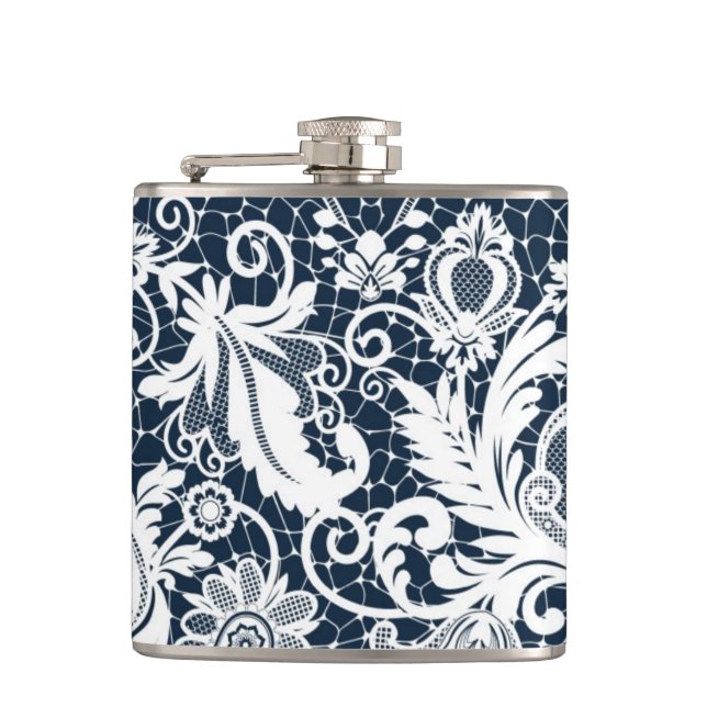 White lace 2 hip flask (Front)