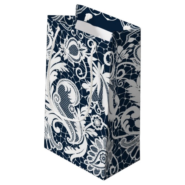 White lace 2 small gift bag (Back Angled)
