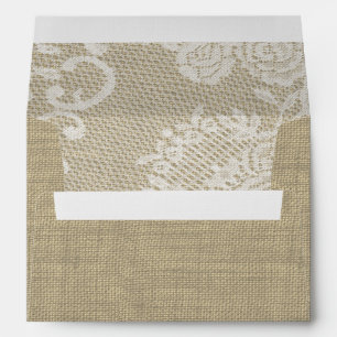 White Lace and Burlap Printed 2 Envelope