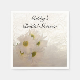 White Lace and Daisies Bridal Shower Napkin
