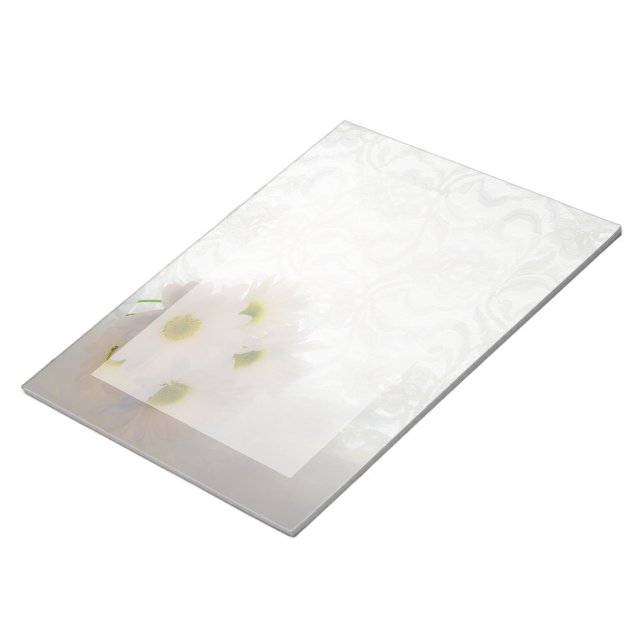 White Lace and Daisies Wedding Notepad (Angled)