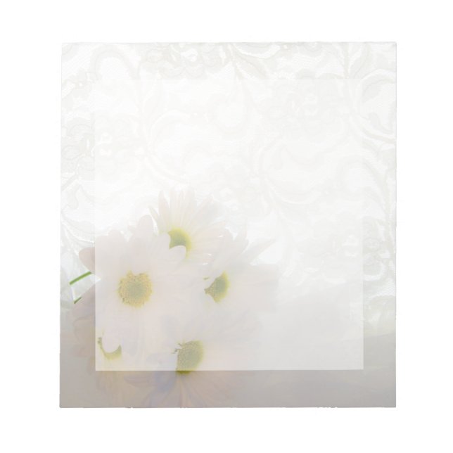 White Lace and Daisies Wedding Notepad (Front)