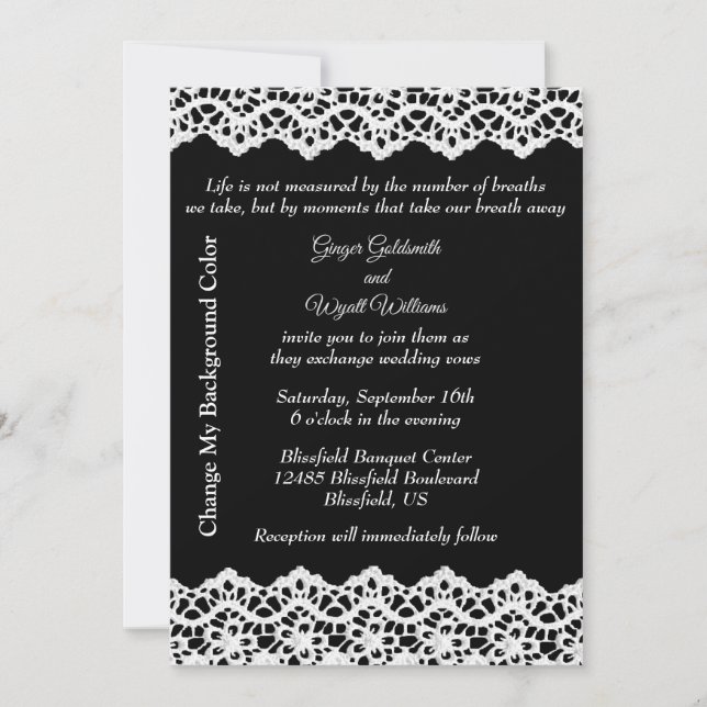 White Lace and Promises Wedding  Invitation (Front)