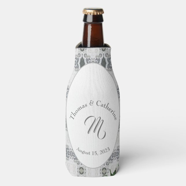 White Lace and Rose Leaves Cooler (Bottle Front)