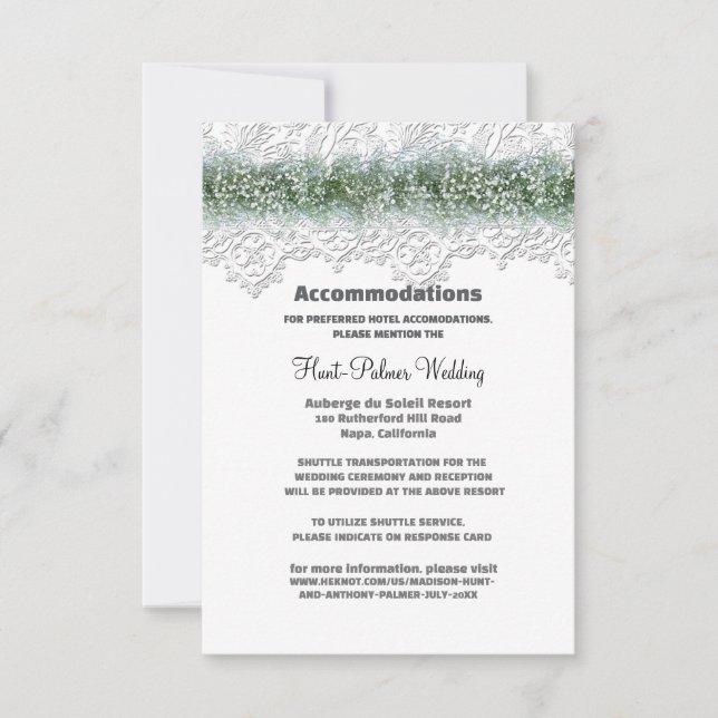 White Lace & Babies Breath Wedding Accommodations (Front)