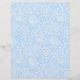 White Lace Baby Blue Arts & Craft Scrapbook Paper