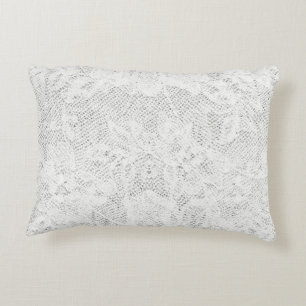 White Lace Background Decorative Cushion