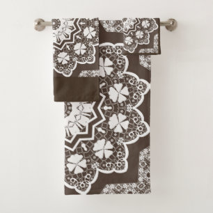 White lace bath towel set