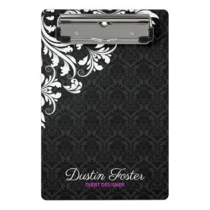 White Lace Black Damasks Mini Clipboard