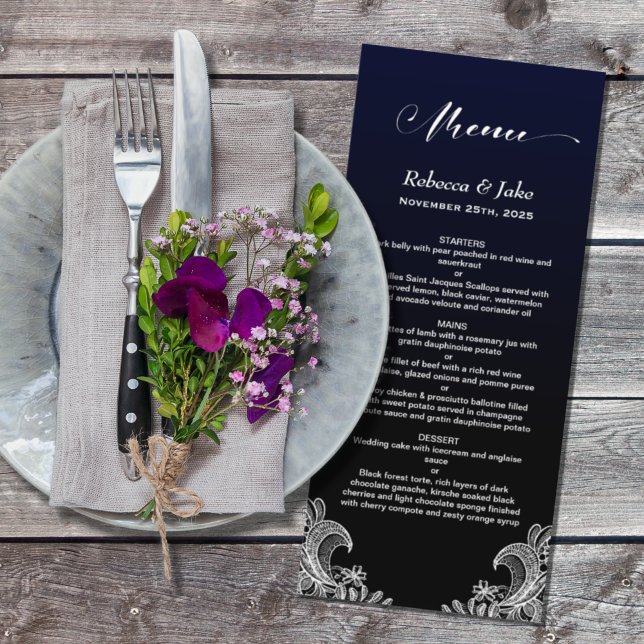 White Lace Blue Wedding Menu (Creator Uploaded)