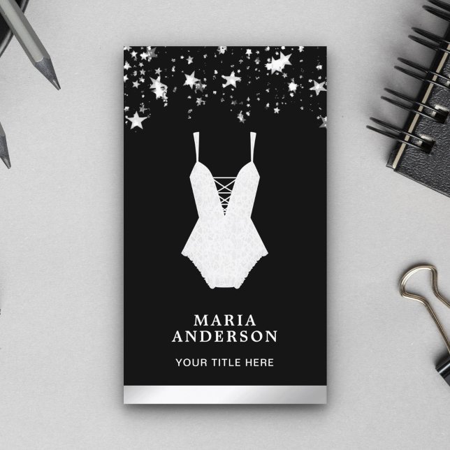 White Lace Bridal Bodysuit Lingerie Boutique Business Card (Creator Uploaded)