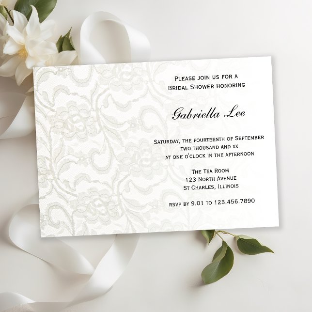 White Lace Bridal Shower Invitation (Creator Uploaded)