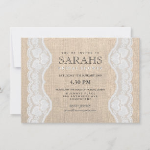 White Lace & Burlap Bridal Shower Party Invite