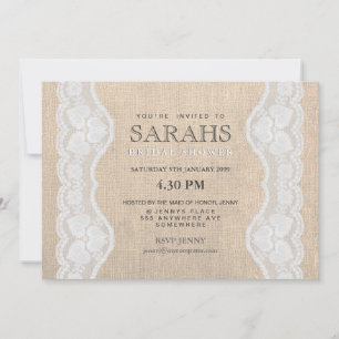 White Lace & Burlap Bridal Shower Party Invite