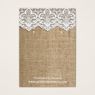 White Lace Burlap Earring Holder Jewellery Display