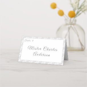 White Lace Catholic Monogrammed  Place Card