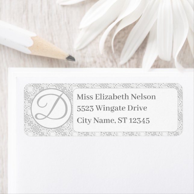 White Lace Catholic Monogrammed Wedding Address (Insitu)