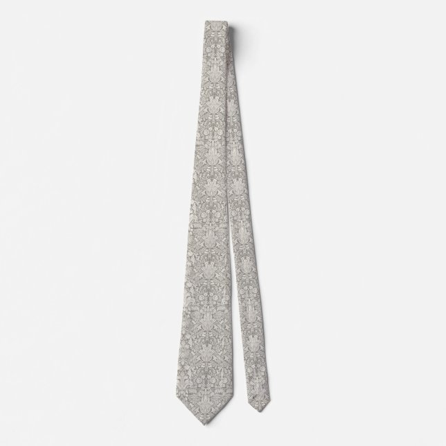 White Lace Damask Floral Simple Tie (Front)