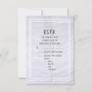 White lace dress traditional wedding RSVP card
