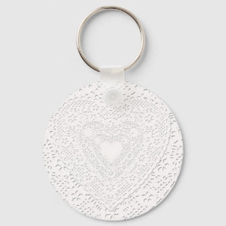 White Lace Fabric Background Template Key Ring