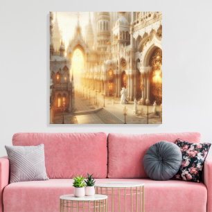 White Lace Fantasy City Canvas Print