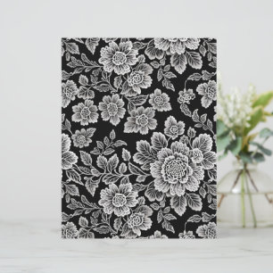 White Lace Florals on Black