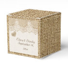 White lace & heart on burlap rustic wedding