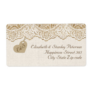 White lace & heart on burlap wedding