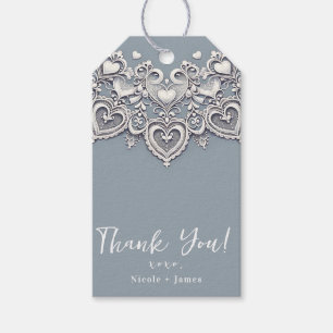 White Lace Hearts Romantic Charm Bridal Shower  Gift Tags