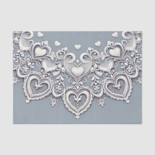 White Lace Hearts Romantic Charm Bridal Shower  Tissue Paper