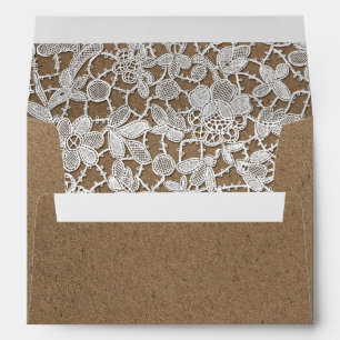 White Lace   Kraft Paper Custom Wedding Envelopes