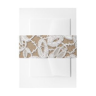 White Lace Kraft Paper Wedding Invitation Belly Band