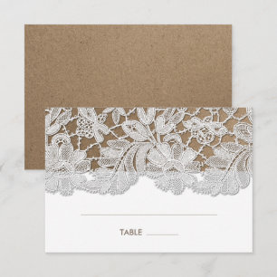 White Lace   Kraft Paper Wedding Table Place Cards