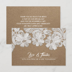 White Lace   Kraft Paper Wedding Thank You Cards