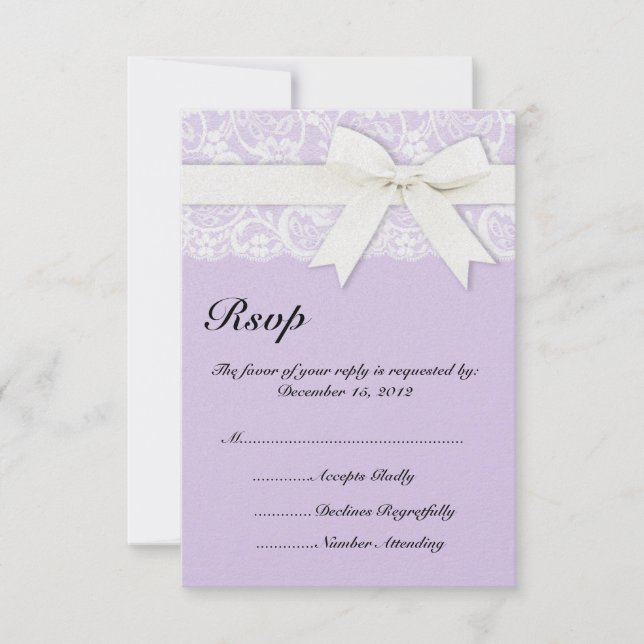White Lace Lilac Purple Wedding Invitation (Front)