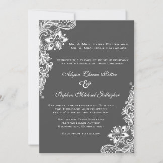 White lace on any background colour invitation