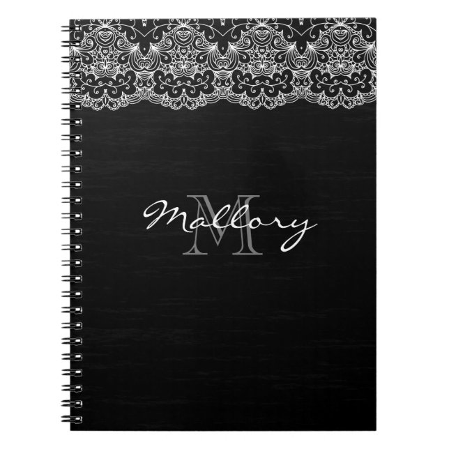 White Lace On Black Notebook (Front)