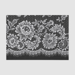 White Lace on Black - Tissue Paper