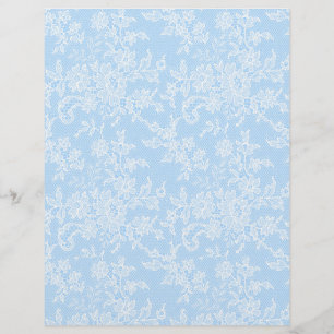 White Lace on Blue Arts & Craft Scrapbook Paper