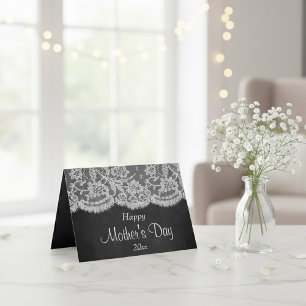 White Lace On Chalkboard Happy Mother's Day Card