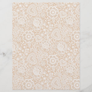 White Lace on Ivory Arts & Craft Scrapbook Paper