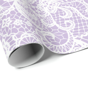 White Lace on Lavender Wrapping Paper