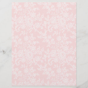White lace on Pink Arts & Craft Scrapbook Paper